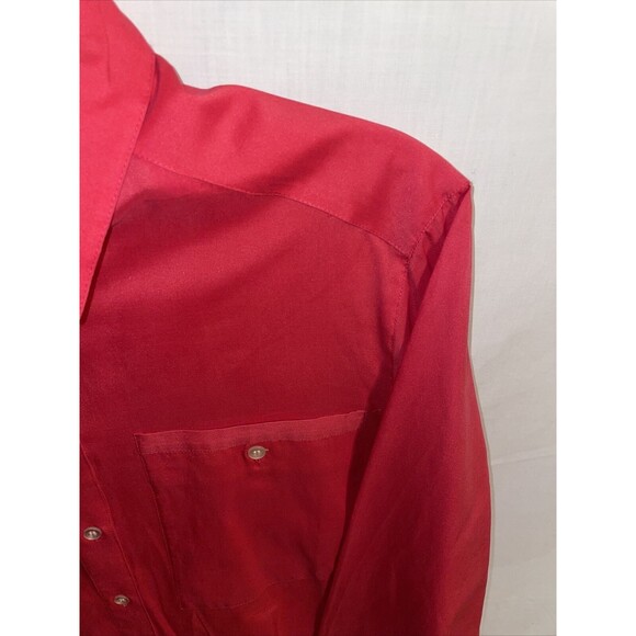 Silk Miracle Dress Shirt Women’s Size 10 Red Silk Blend Button Up Long Sleeve - Picture 4 of 12